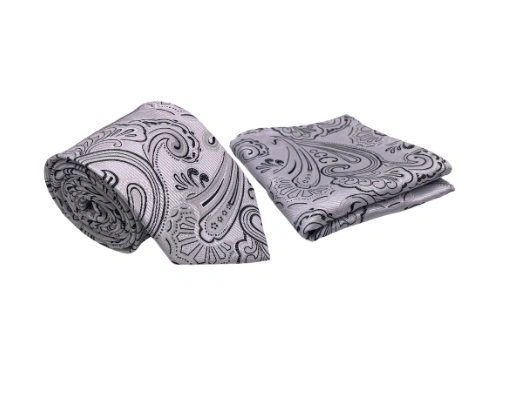 Dapper White Paisley: Tie & Pocket Square – A Timeless Classic for the Stylish Gentleman