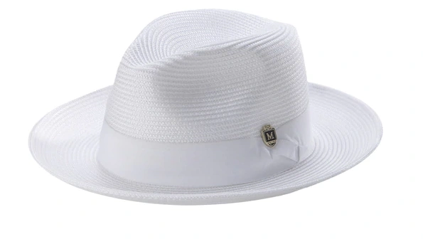 Elegant White Fedora with Braided Brim and Grosgrain Tie